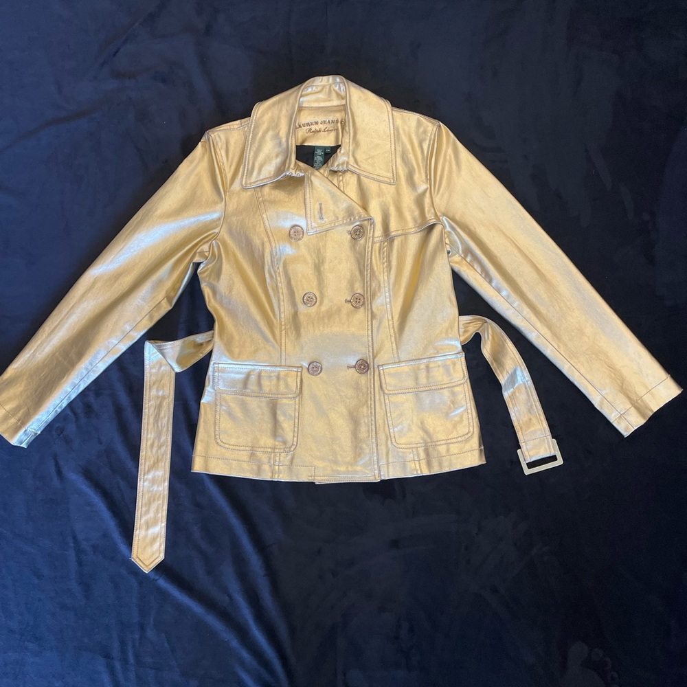Metallic gold , leather